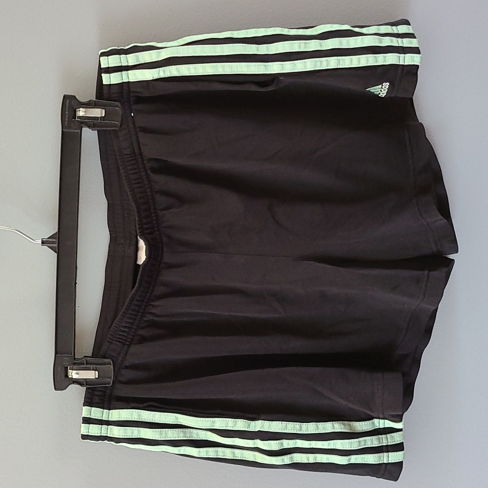 Adidas Shorts in Back & Mint Green with Silky Lining and Tie at Waistband